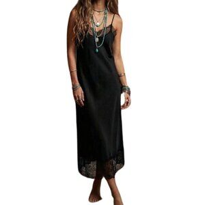 Muche Et Muchette France Free People Black Lace Slip Dress One Size NWT